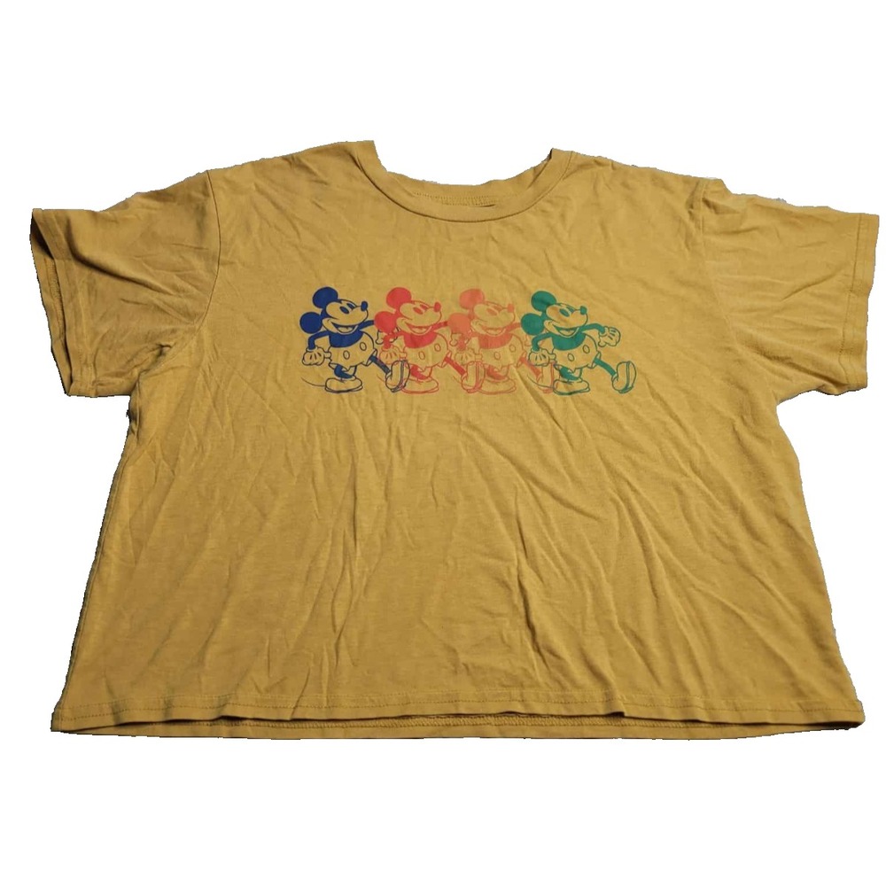 Disney Mickey Mouse Crop Top Mustard Yellow‎ Women's Large